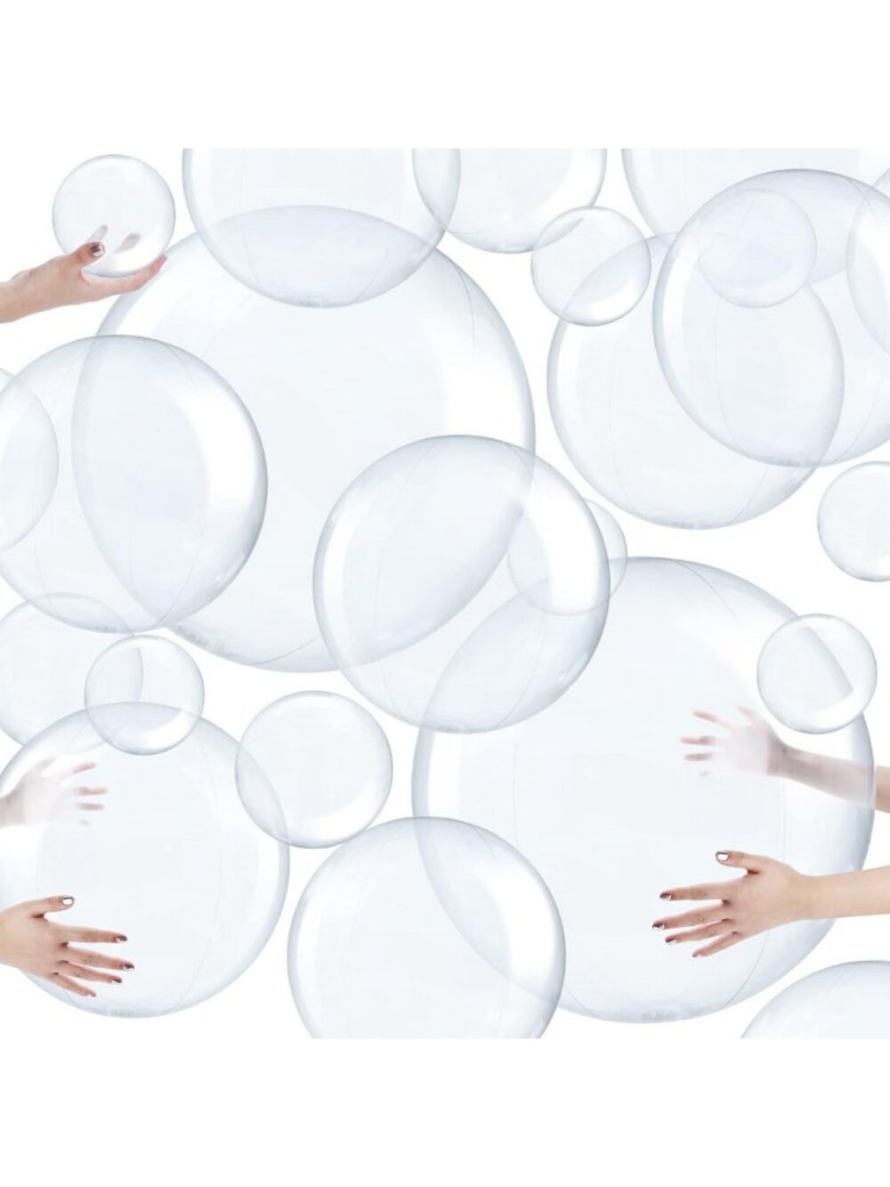 20 Pcs Inflatable Beach Balls - Clear, Classic, Multi-Sized Fun for Summer!